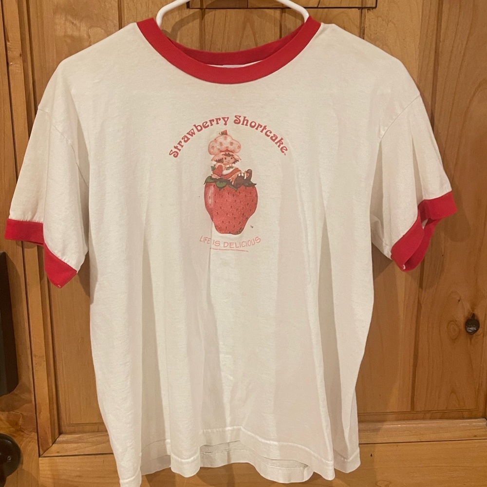 Vintage Strawberry Shortcake ringer t-shirt. Size XL